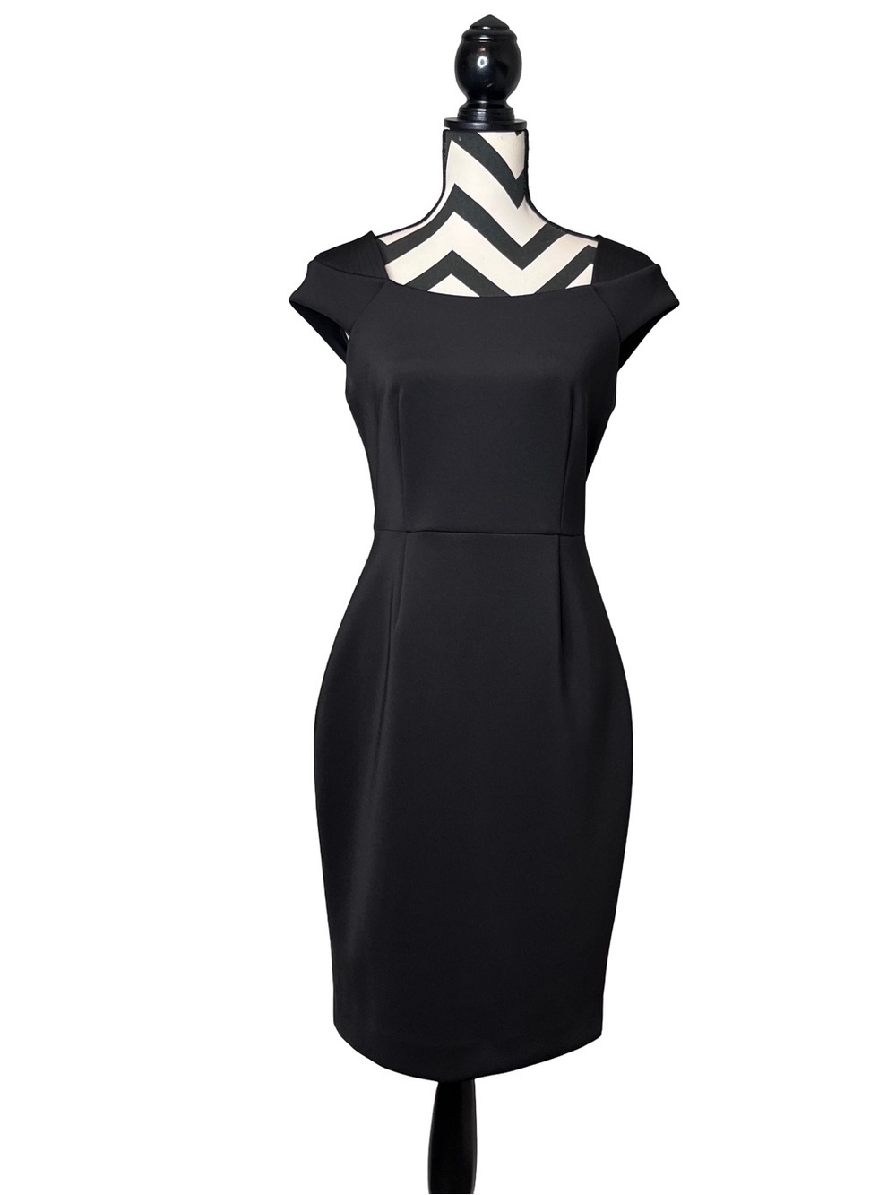Calvin Klein Square Neck Cap Sleeves Career Scuba Shift Dress Sz 8